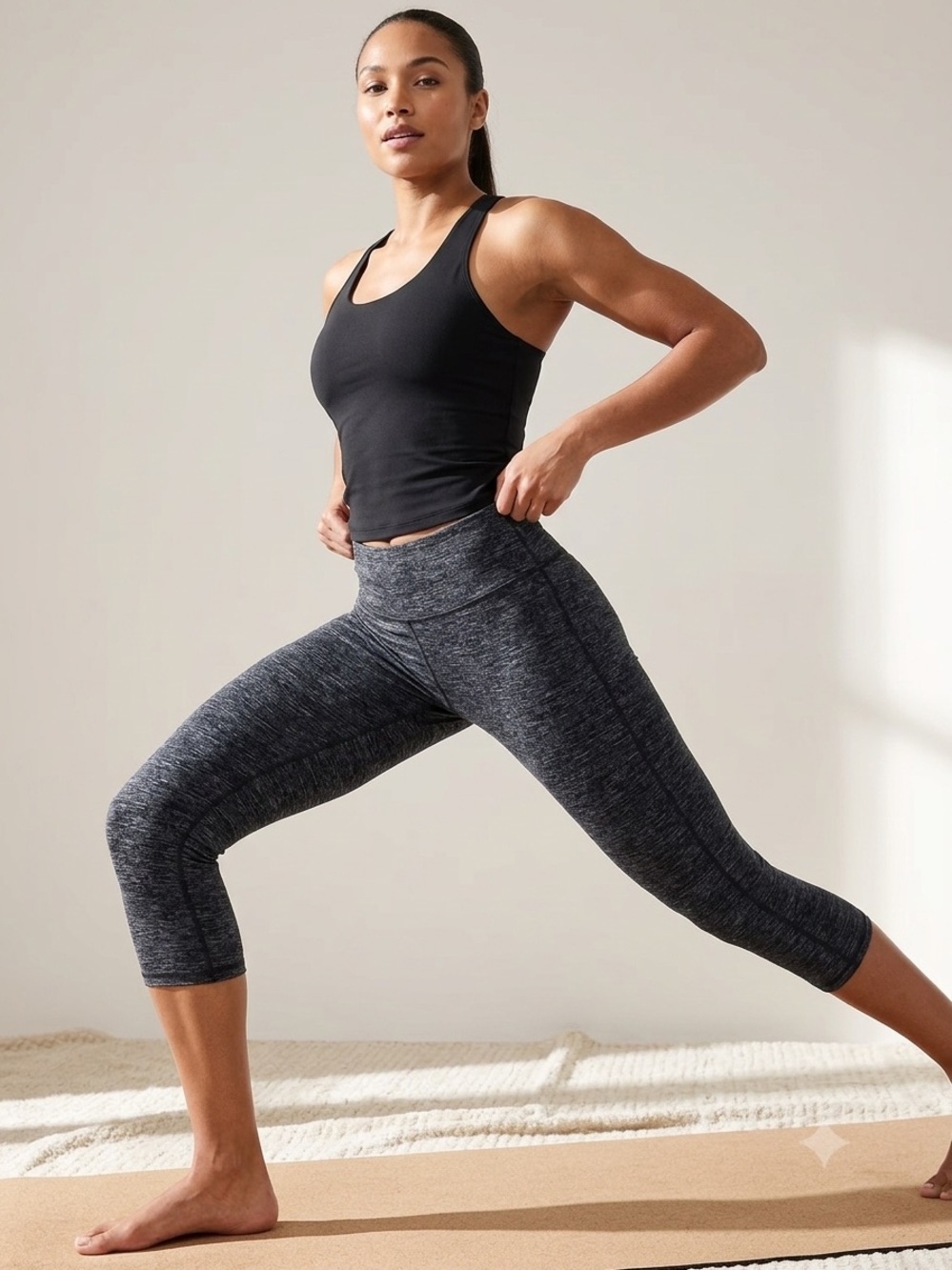 Athleta Womens 2X Dark Heather Gray Capri Leggings Crop Yoga Pants Activewear